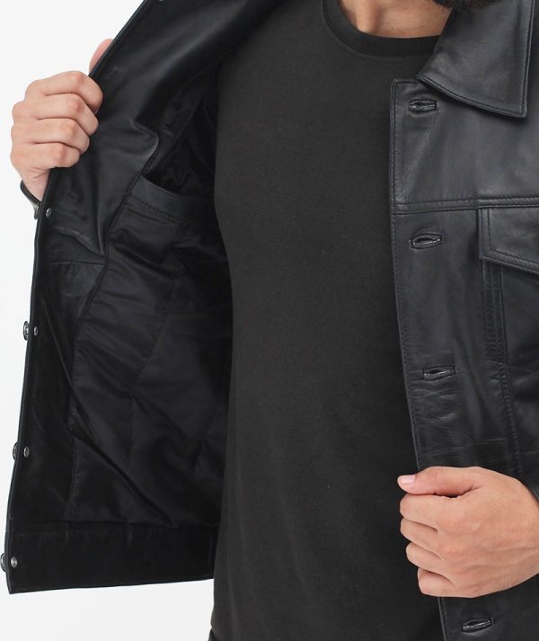 Fernando Black Washed Leather Jacket