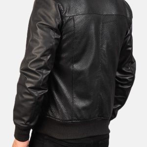 Avan Black Leather Bomber Jacket