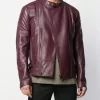 Mens Slimfit Burgundy Jacket All Star Leather Jackets