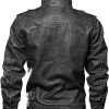 Men’s Casual Long Sleeve Leather Moto Jacket All Star Leather Jackets