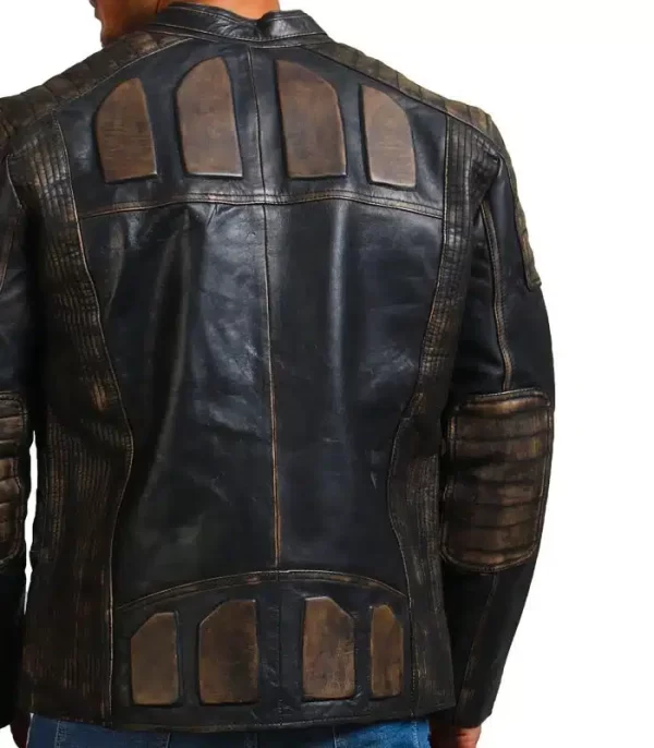 Dodge Distressed Black Leather Motorcycle Jacket