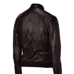 Flapper Style Brown Leather Bomber Jacket Men