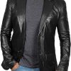 Men Black Leather Blazer jacket- Stylish