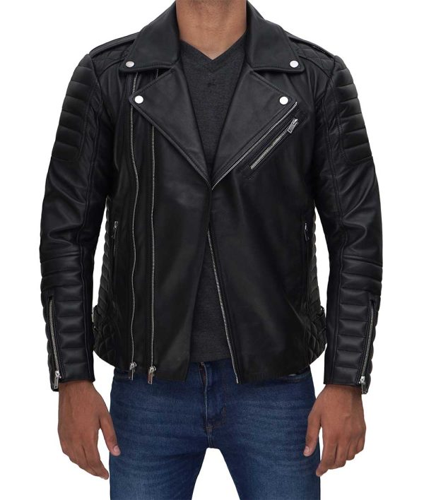 Mens Black 90s Leather Jacket