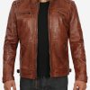 Mens Distressed Brown Motorcycle Leather Jacket - Leather Riding Jacket- All Star Jacket