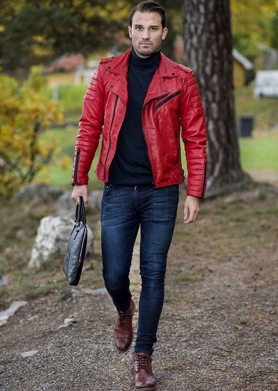 Men's Red Soft Leather Jacket