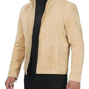 Mens Real Camel Suede Leather Jacket
