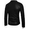 Slim Fit Black Leather Jacket with Small Collar