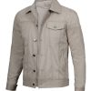 Men's Beige Cotton Jacket with Multiple Pockets All Star Leather Jacket