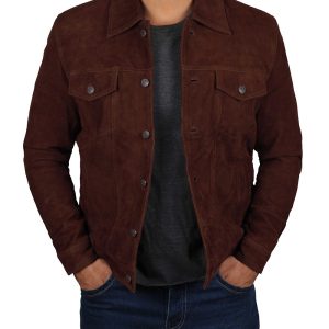 Stylish and Practical Brown Suede Leather Jacket for Men