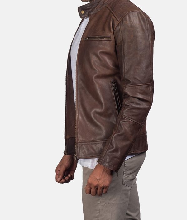 Dean Brown Leather Biker Jacket