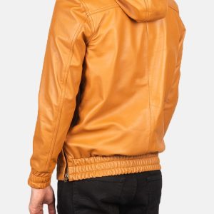 Kenton Hooded Brown Leather Jacket
