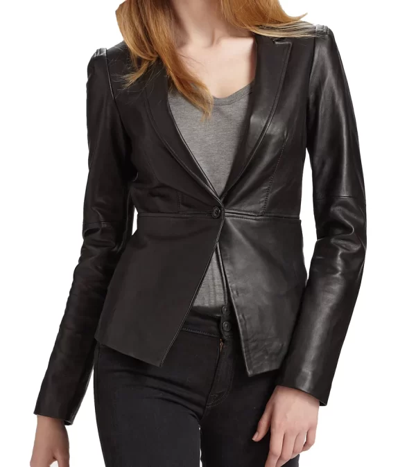 Angelina Women's Real Leather Blazer