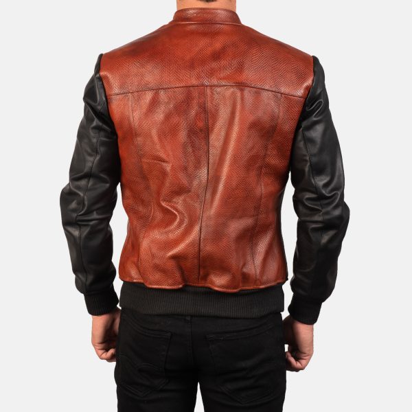 Avan Black Maroon Leather Biker Jacket