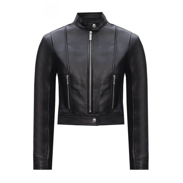 Black Cropped Lamb Leather