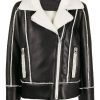 Black Shearling Fur Fashion Leather Jacket