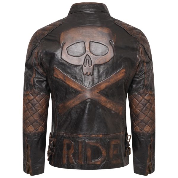 Skull Rider Distressed Brown Jacket