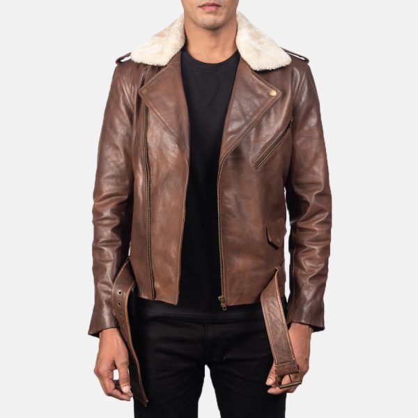 Furton-Brown-Leather-Biker-Jacket