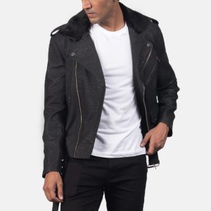 Furton Disressed Leather Biker Jacket