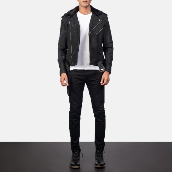 Furt-Disressed-Black-Leather-Biker-Jacke