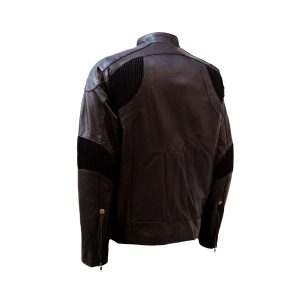 Gold Zipper Mens Brown Leather Jacket
