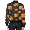 Halloween Pumpkin Print Bomber Jacket