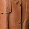 Women’s Brown Belted Leather Coat