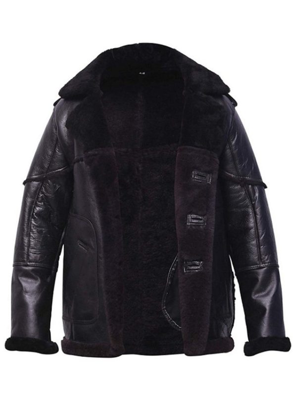 Mens Black Shearling Winter Leather Jacket