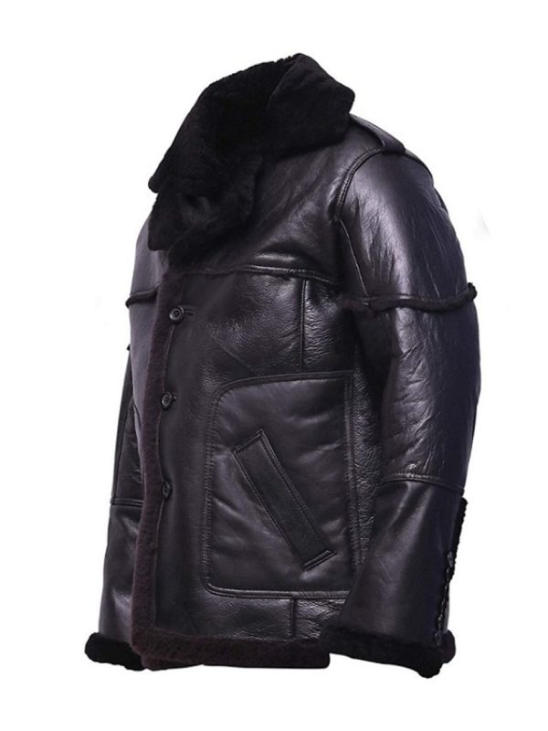 Mens Black Shearling Winter Leather Jacket
