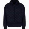 Quilted nylon jacket with suede-effect detail