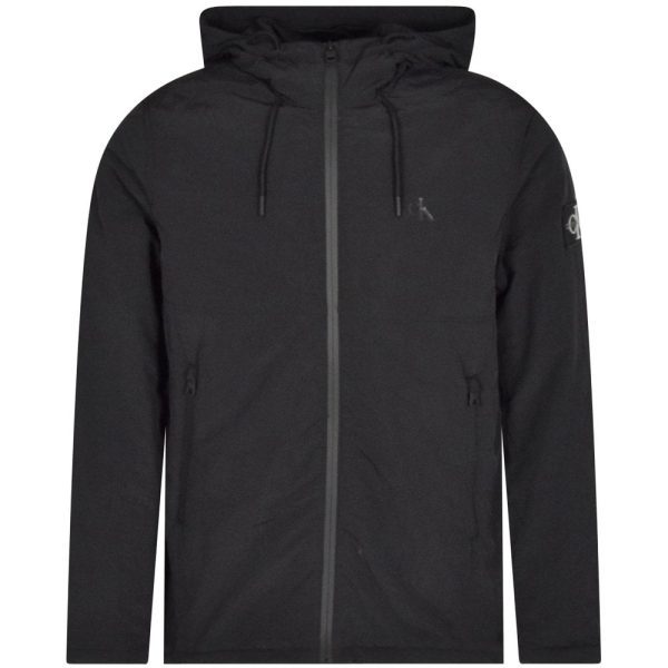 Water-repellent, lightweight hooded jacket with micro-check pattern