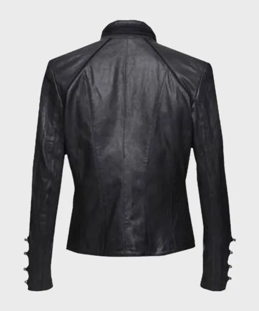 Womens Black Military Leather Jacket