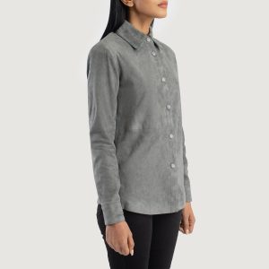 Zenith Grey Suede Leather Shirt Jacket