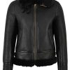 Aviator Shearling Black Fur Leather Jacket