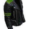 Men’s Black and Green Leather Jacket