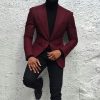 Robert Pattinson Burgundy Blazer Outfit Mens