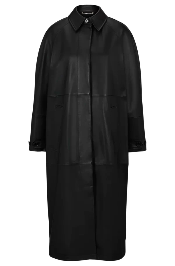 RELAXED-FIT COAT IN NAPPA LEATHER WITH CONCEALED CLOSURE