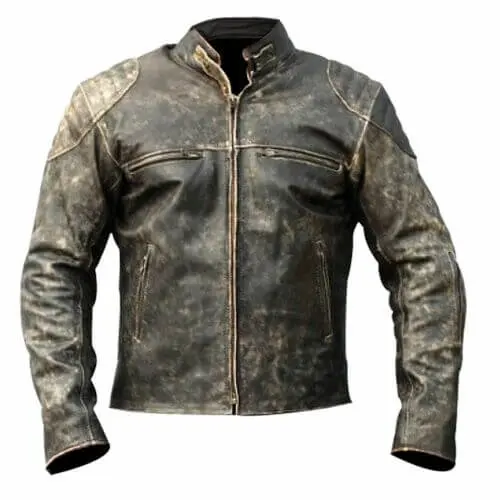 Mens Distressed Black Leather Motorcycle Jacket All Star Leather Jackets