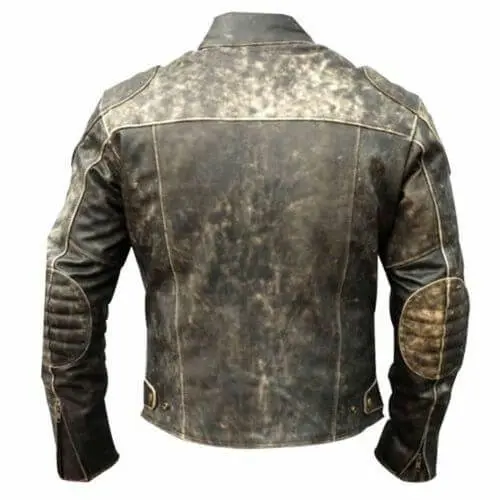 Mens Distressed Black Leather Motorcycle Jacket All Star Leather Jackets