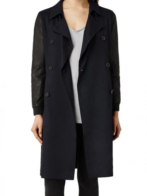 Jenna Coleman Who Black Wool Women Coat