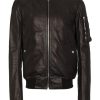 Men’s Raglan Bomber Black Leather Jacket