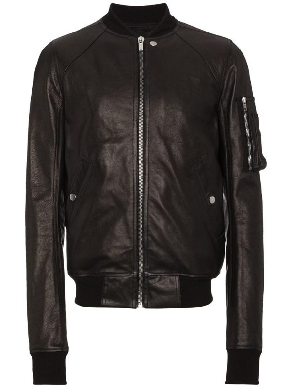 Men’s Raglan Bomber Black Leather Jacket