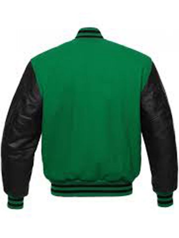 Men’s Black and Green Varsity Bomber Jacket
