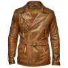 Distressed Brown Leather Coat