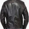 Men’s Waxed Design Snap Black Leather Jacket