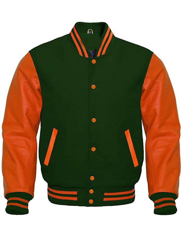 Men’s Varsity Bomber Orange and Green Jacket
