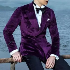 Falcon Purple Velvet Mens Blazer