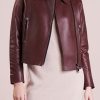 Women’s Designer Asymmetrical Burgundy Leather Jacket