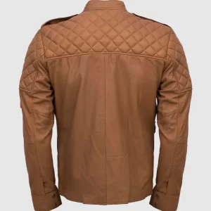 QUILTED COGNAC LEATHER JACKET-ALL STAR JACKET