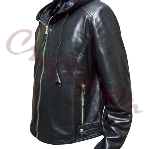 Black Bunny Pointer biker Leather Jacket